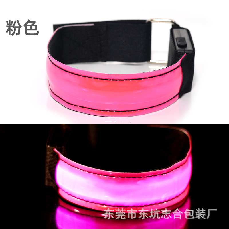 Amazon LED luminoso brazo banda enrejado brazo banda USB carga deportes al aire Libre Flash pulsera brazo luminoso con luz