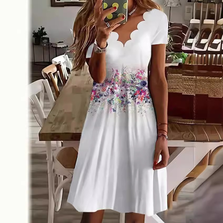 , Wish, , Independent Stores: New Summer European And American Women's Clothing, Digital Print V-neck_ecoleips.com