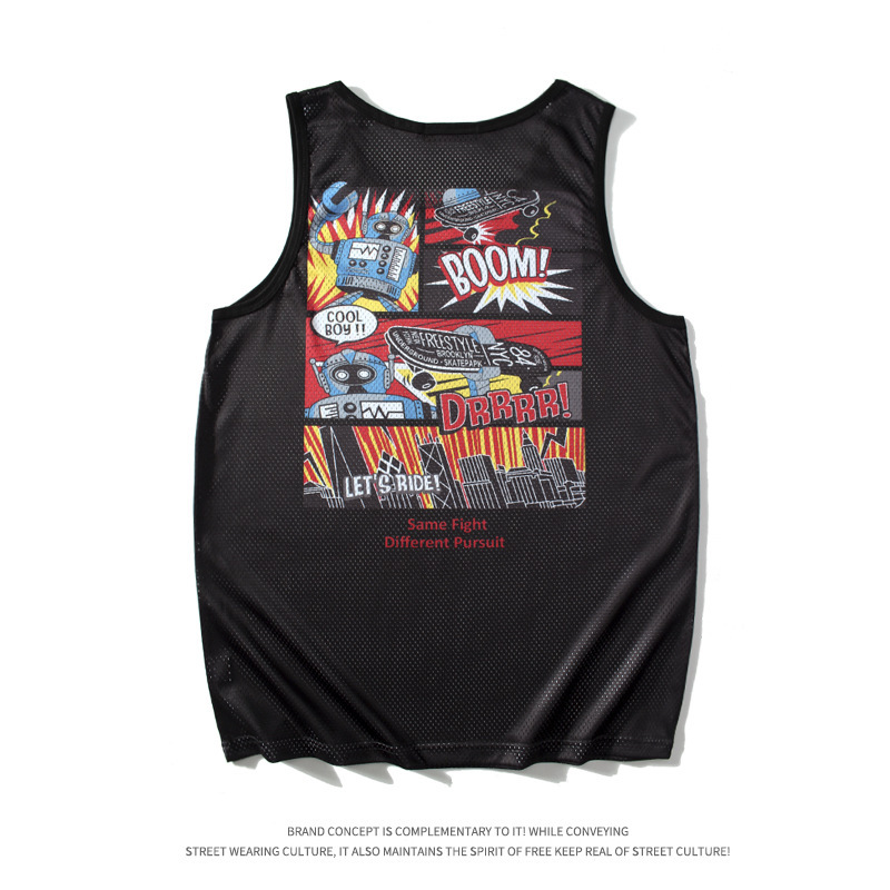 Skateboard Tops for Men, Sports Vacation Couple Vests, Trendy Brand Summer New Beach Mesh Loose-Fitting Shirts for Men and Women