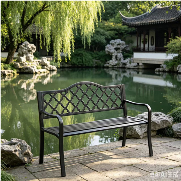 Metal garden bench 2 seater weather resistant bench with backrest…