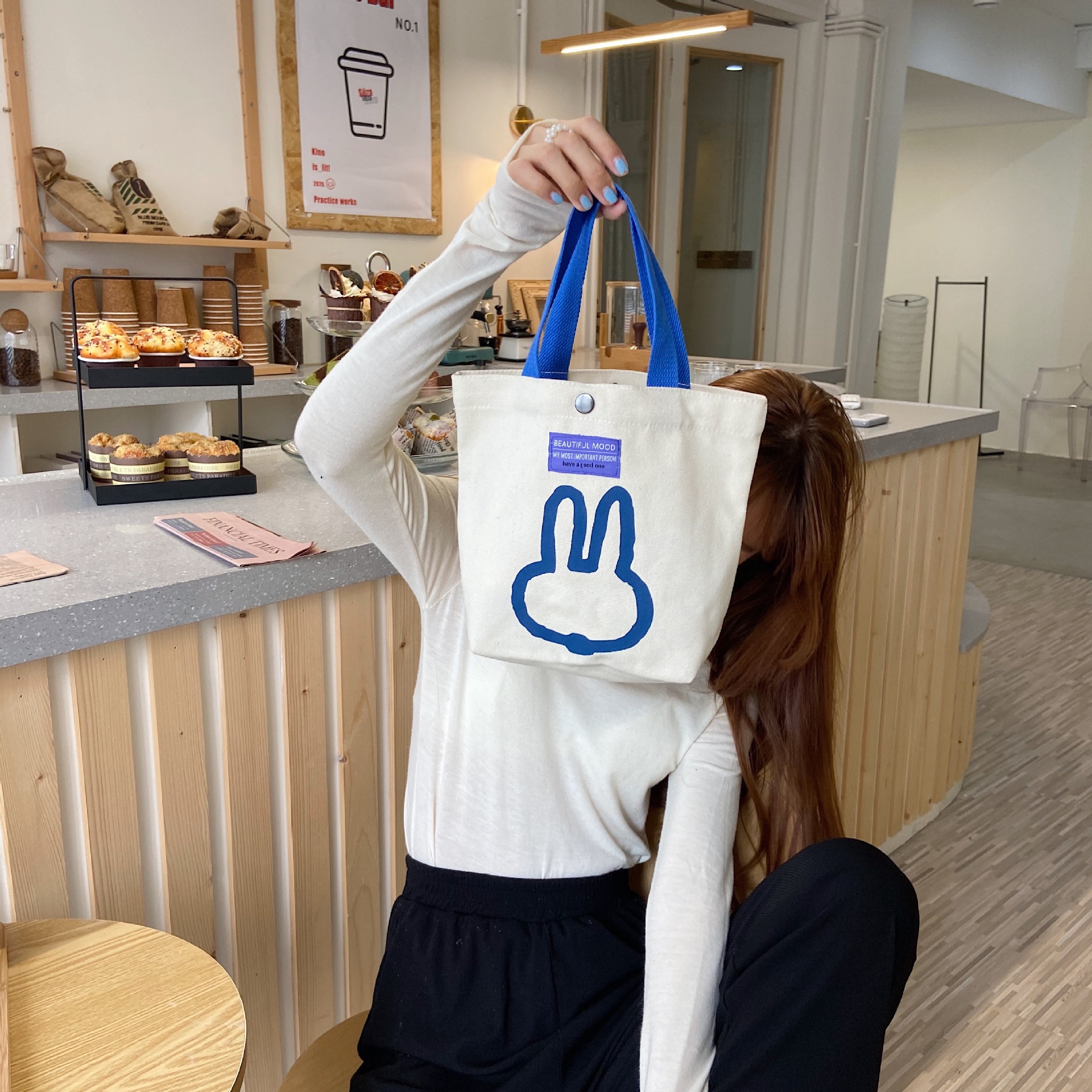 08312 Cartoon printed single-shoulder canvas bag, Japanese style, Korean version canvas bag, student large-capacity hand-held women's bag for commuting undefined