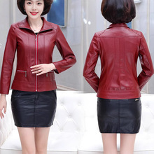 a1/44直销批发秋冬款中老年女士立领PU皮衣外套展销跑江湖