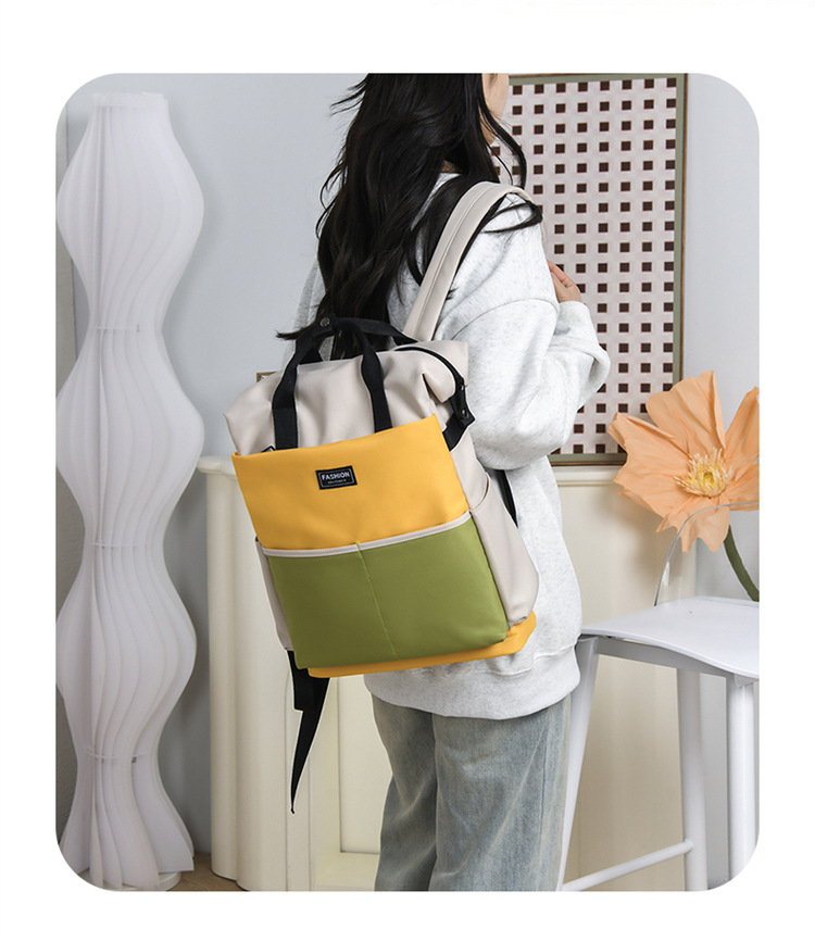Fashionable color-blocking backpack for moms, 2025 new large-capacity backpack for taking kids out, maternity bag and baby bag undefined