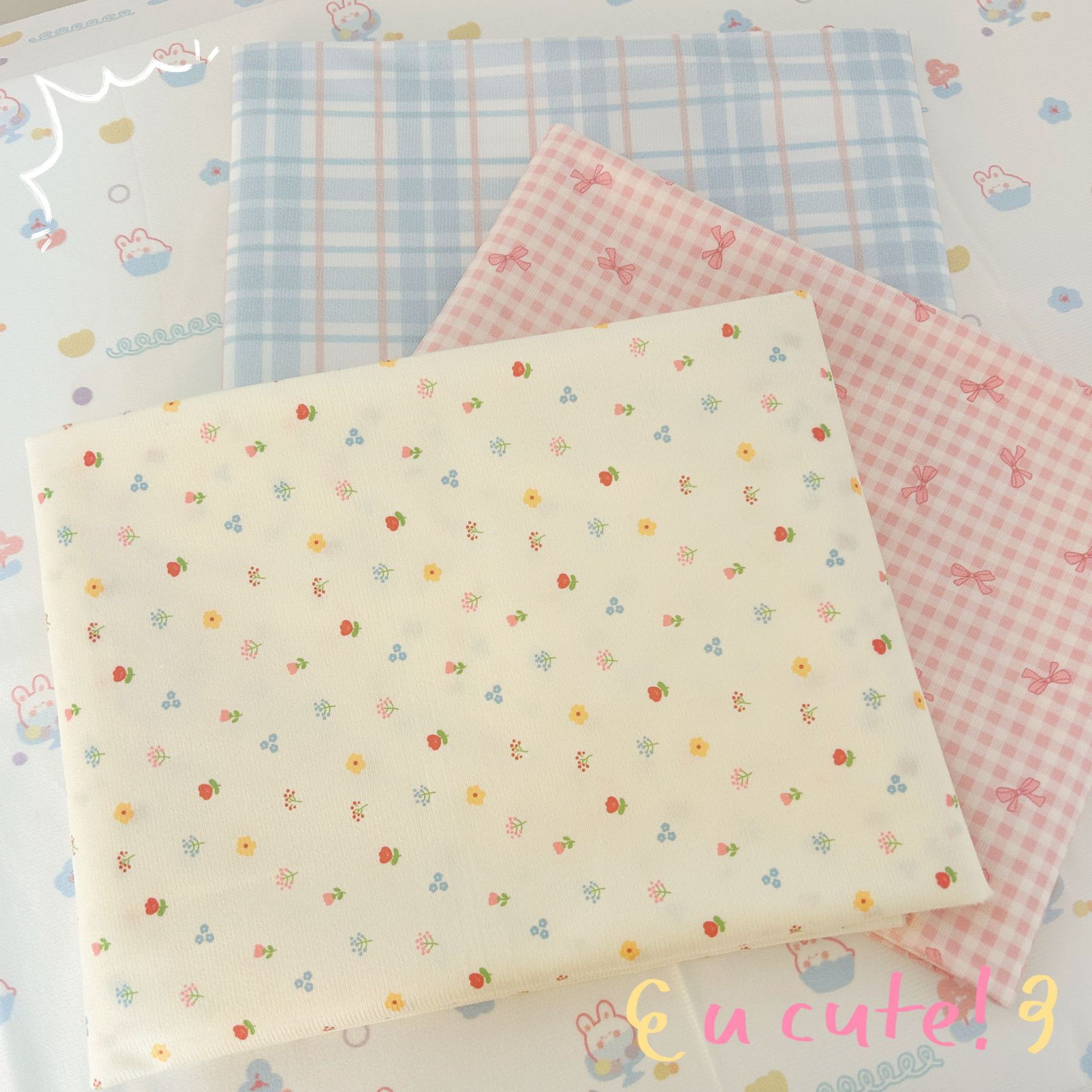 Internet Celebrity Tablecloth Ins Style Small Floral Short Flannelette Girl's Heart Decorative Background Cloth Cute Bow Dormitory Tablecloth