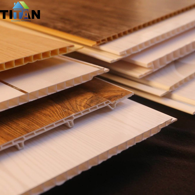 Tablero de impresión de refuerzo de PVC ancho 20cm tablero de cóncava medio tablero de decoración de interiores blanco tablero de exportación de pvc panel de comercio exterior