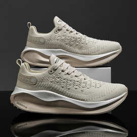 2024年春夏新款户外时尚厚底跑步运动休闲透气飞织潮鞋男鞋