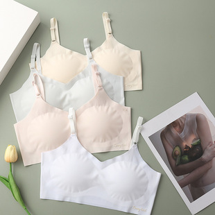 Seamless ice silk underwear wireless strap bra girl Vest development period breathable large and small children's comfortable vest