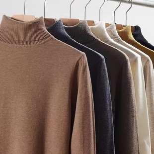 Turtleneck Sweater Men's Autumn and Winter New Slim-fit Inner Base Sweater Korean Style Trendy All-match Thin Sweater