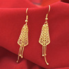 Light extravagance Shakin Summer Wedding celebration tassels ear hook Vietnam 24k gold Hollow Leaf Pendant Earrings