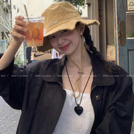 韩国博主fever同款爱心吊坠项链女款2024新款长款卫衣链装饰配饰