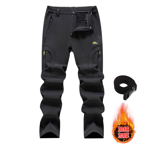 Outdoor quick-drying elastic assault pants windproof, waterproof, wear-resistant, breathable, quick-drying, velvet and thick soft shell pants for men