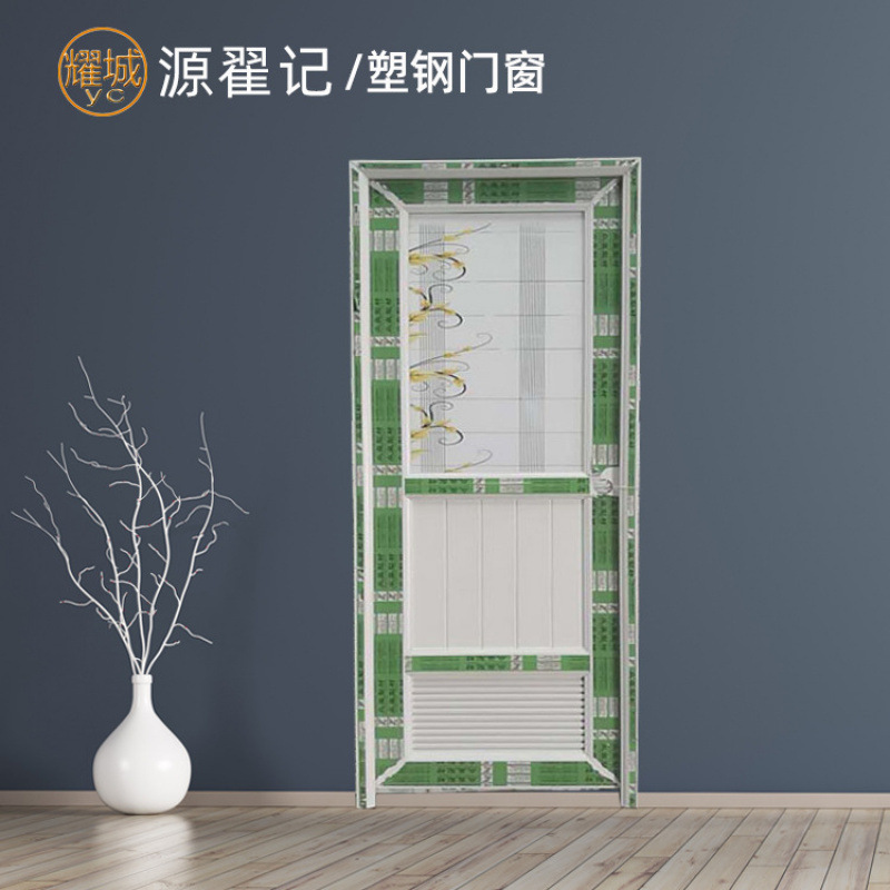 Manufacturer Wholesale Plastic Steel Swing Door with Louver Breathable Household Bathroom Swing Glass Door Soundproof Bedroom Flat X20