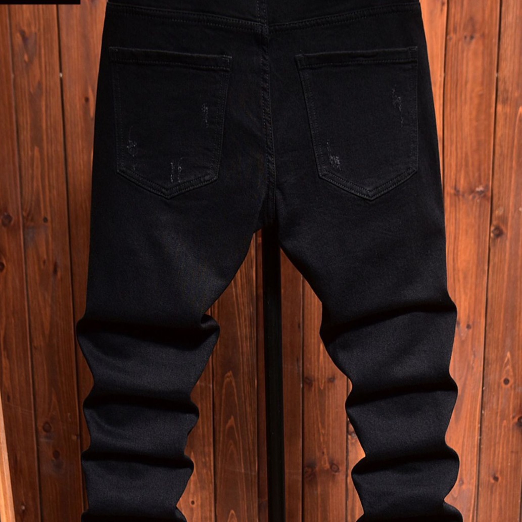 Men's Clothing High End Jeans For Men Autumn And Winter All Match Korean Style Trendy Black Elastic Slim Fit Zipper Trousers Winter_voghion.com