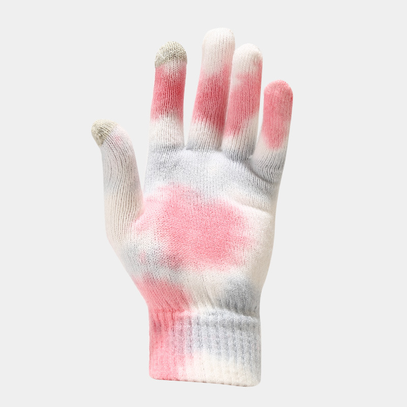 New Tie Dyed Knitted Glove Scarf Women's Autumn and Winter Outdoor Cold Protection Hat Three piece Set for Men_voghion.com