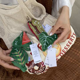 小众有趣森林树叶毛绒包挂件 豆荚植物爱心绿叶钥匙扣挂饰 礼物
