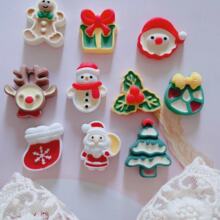 新款圣诞饰品配件贴片diy手机壳发夹发饰配件烟盒挂钩收纳盒铃铛