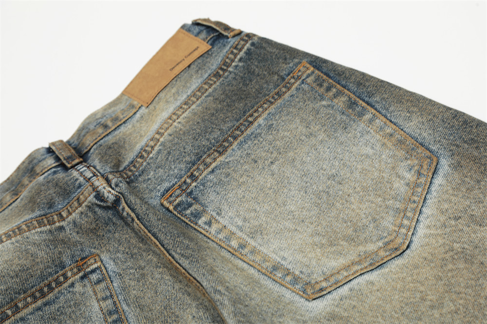 ​​"Men's Distressed Denim Jeans - Punk Style Loose Fit Washed Blue Denim Trousers For Streetwear & Grunge Fashion"​​_mkmklike.com