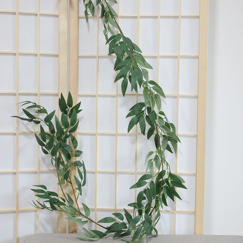 Hojas de sauce, ramas de sauce, tubos envueltos con plantas verdes, decoración del hogar, enredaderas verdes, flores artificiales, flores artificiales al por mayor. image 8