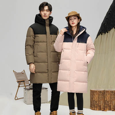 Men's autumn and winter new couple's hooded down jacket duck down 90 velvet coat couple's mid-length cold-resistant down jacket