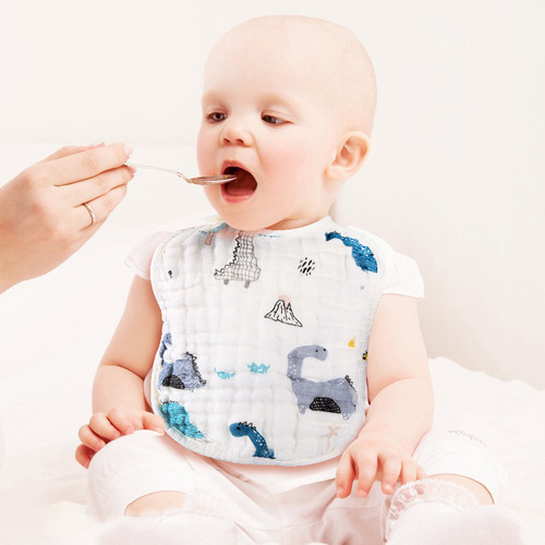 Children's Large Size Cotton Bib Baby 8-layer Gauze Backless Shirt Style Washable Drool Cloth Eating Bib with Straps