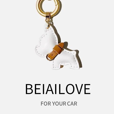 フレンチブルドッグ犬車のキーホルダーペンダント絶妙でクリエイティブな男性と女性のかわいい子犬カップルバッグペンダントリング個性|undefined