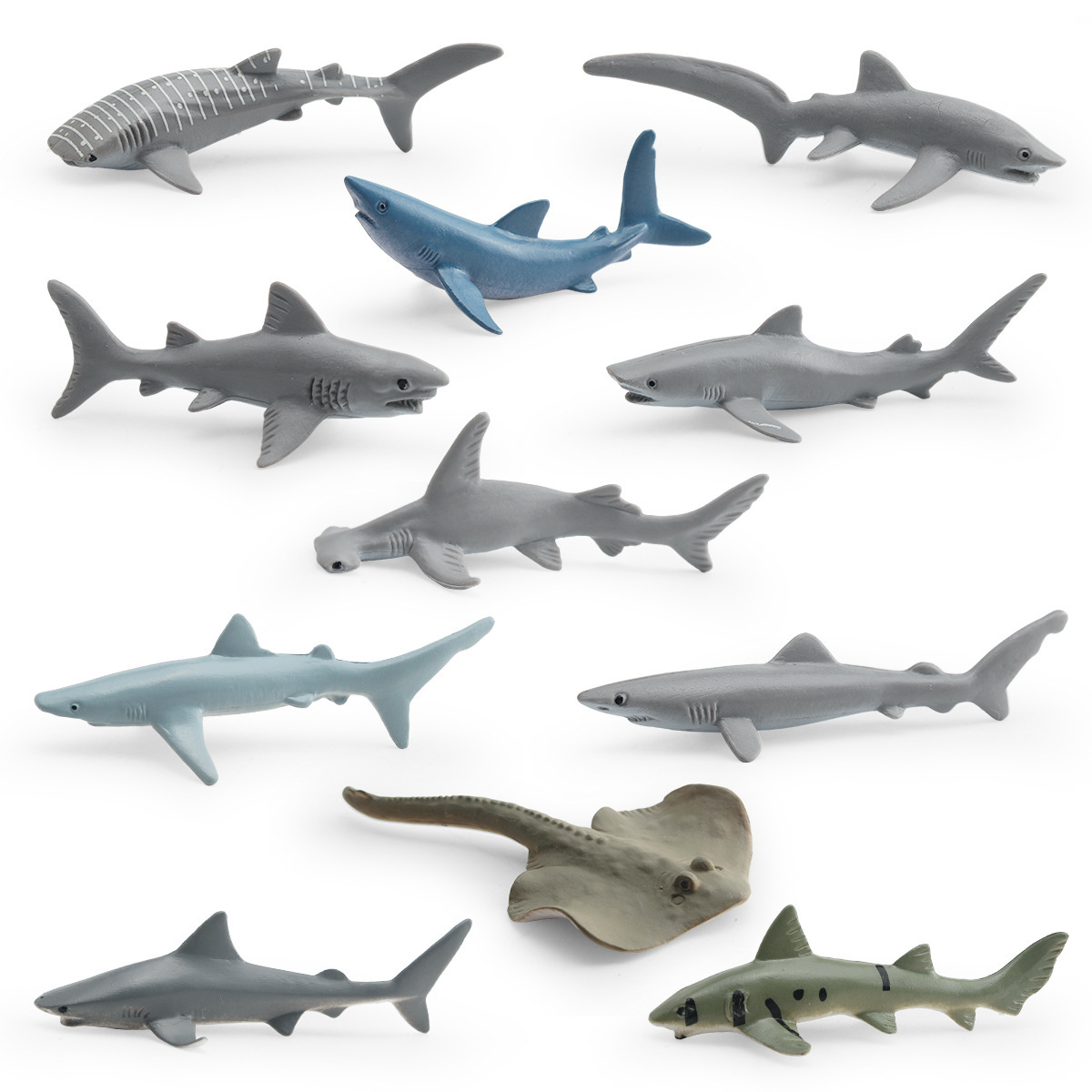 Simulación transfronteriza animal marino tiburón modelo tiburón ballena mini tiburón blanco tiburón azul tiburón tigre tiburón cabeza tiburón cola larga adornos