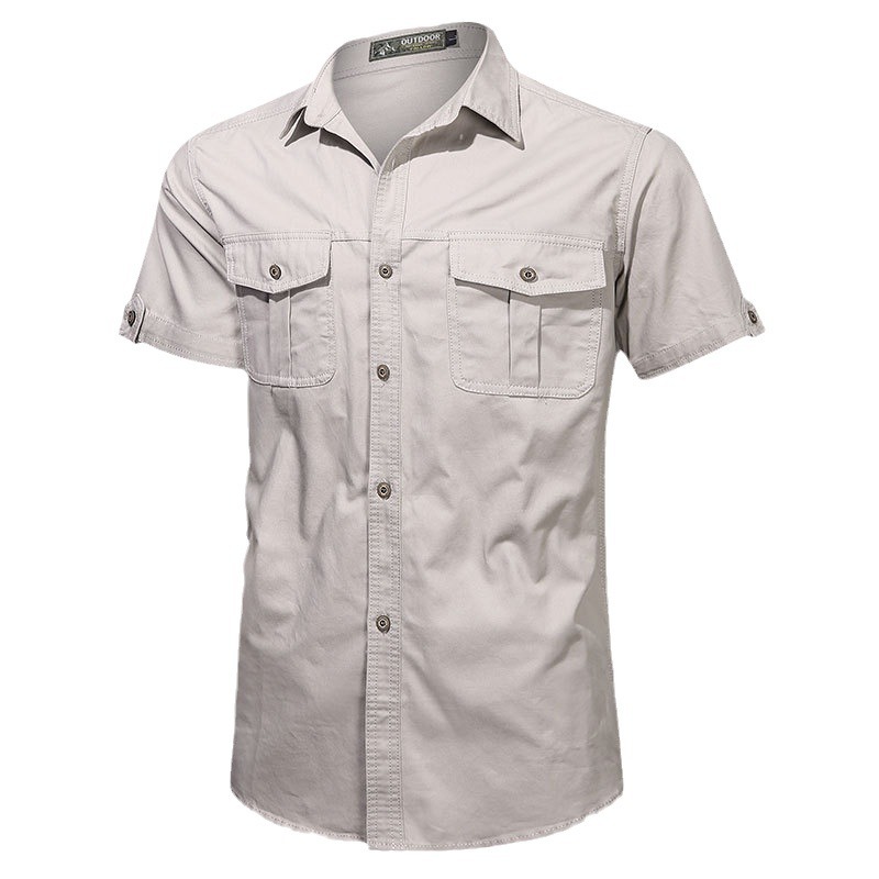 Camisas de hombre transfronterizas de verano de hombre de manga corta, camisas militares de nuevo tamaño grande, camisas casuales coreanas, camisas delgadas