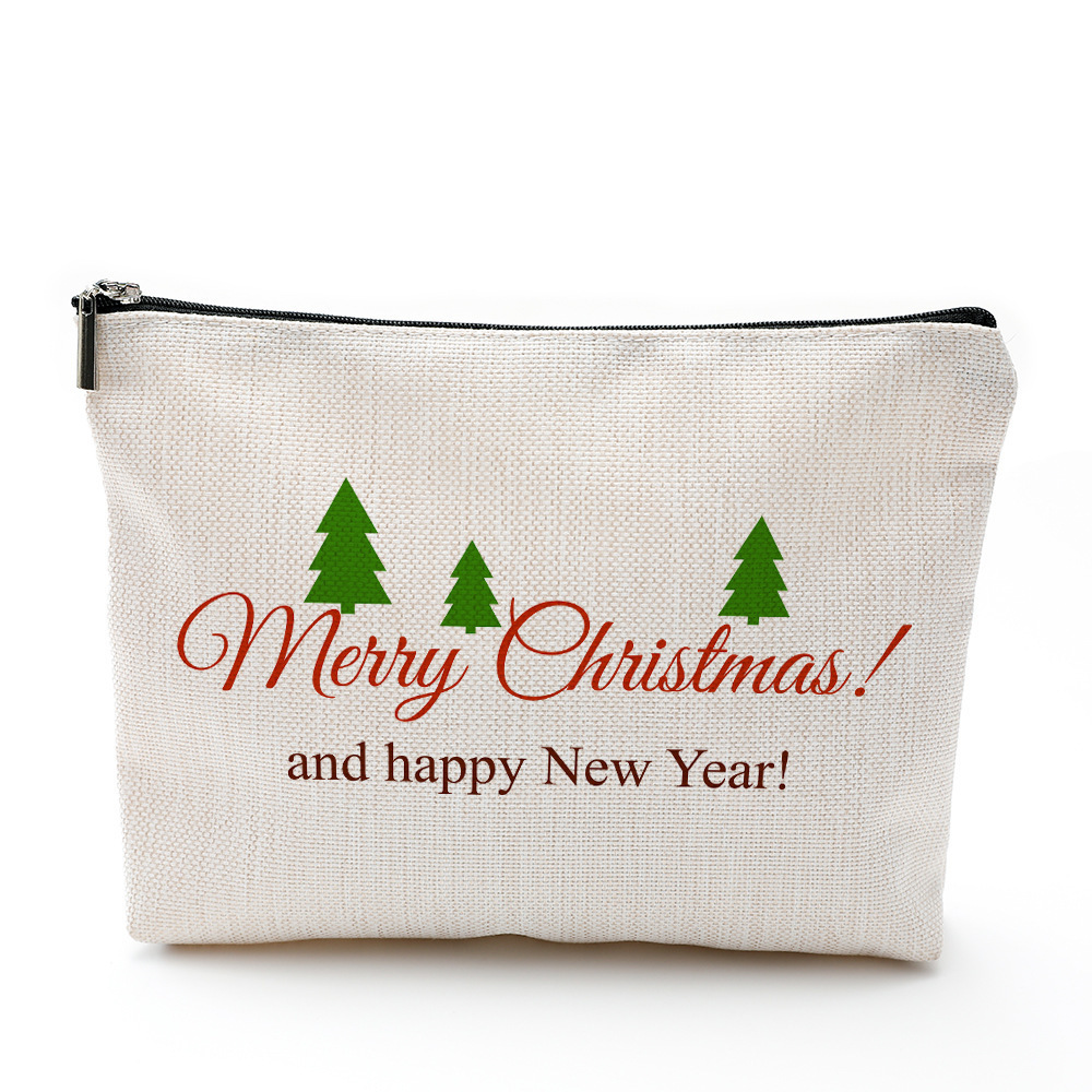 Bolsa de Almacenamiento de Cosméticos y Joyas de Algodón y Lino con Cierre y Estampado de Corazón para Navidad, de Amazon