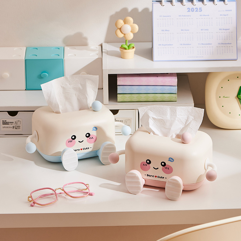 漫画かわいいティッシュボックスリビングルームナプキンボックス 3D 小さな足と手デスクトップコーヒーテーブル収納かわいいティッシュボックス|undefined