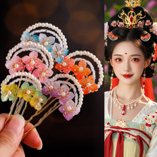 古风汉服头饰掩鬓U钗唐风明制日常百搭发饰小花钗点缀古装配饰品