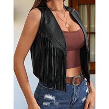 X 53096 Fringe PU Vest Jacket ���ձ��ļп� �羳ŷ������ѷ��