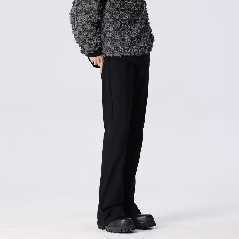 American High Street 2024 primavera y otoño nuevo estilo suelto recto negro casual pantalones largos marca de moda jeans para hombres