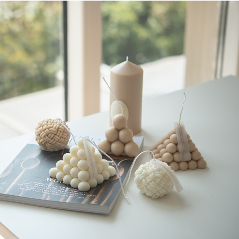 Corea del Sur original ins estilo Venta caliente hecha a mano aromaterapia vela de soja bola lana oso modelado geométrico decoración adornos