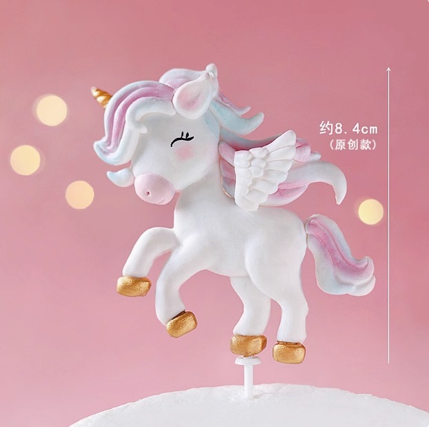 子供のファンタジーピンクの誕生日ケーキデコレーションユニコーン蝶オーナメントおとぎ話の夢レインボーベーキングプラグイン|undefined