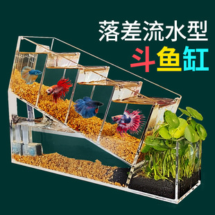 Creative bucket fish tank acrylic desktop small fish tank multi-grid isolation area self-circulating filtration water-free ecological tank