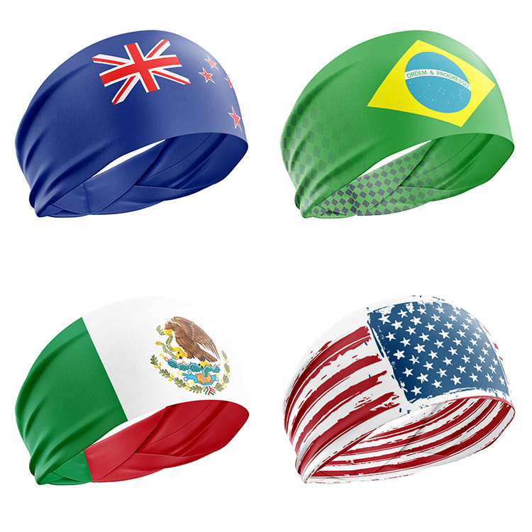 Hat deportivo absorbente de sudor para hombres y mujeres diadema de deportes al aire libre cinturón de yoga cinturón para el cabello fitness cinturón para el cabello antitranspirante bandera nacional