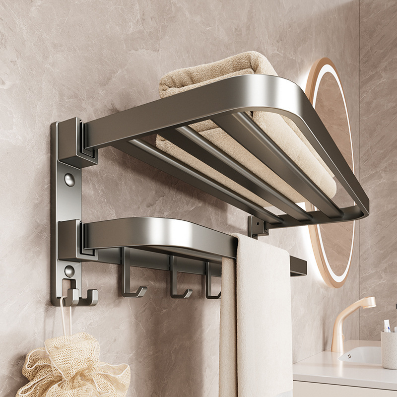 Gun Grey Bathroom Storage Rack Wall Space Aluminum Wall-Mounted Toilet Storage Shelf Punch-Free Bathroom Pendant suit Gun Grey Bathroom Storage Rack Wall Space Aluminum Wall-Mounted Toilet Storage Shelf Punch-Free Bathroom Pendant suit