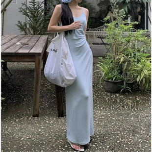 24 Styles of High-Waisted Suspbottomer Dress for Women, New Waist Slimming Look, Off-Shoulder Back Cross-Over Bottoming Over-The-Knee Long Skirt