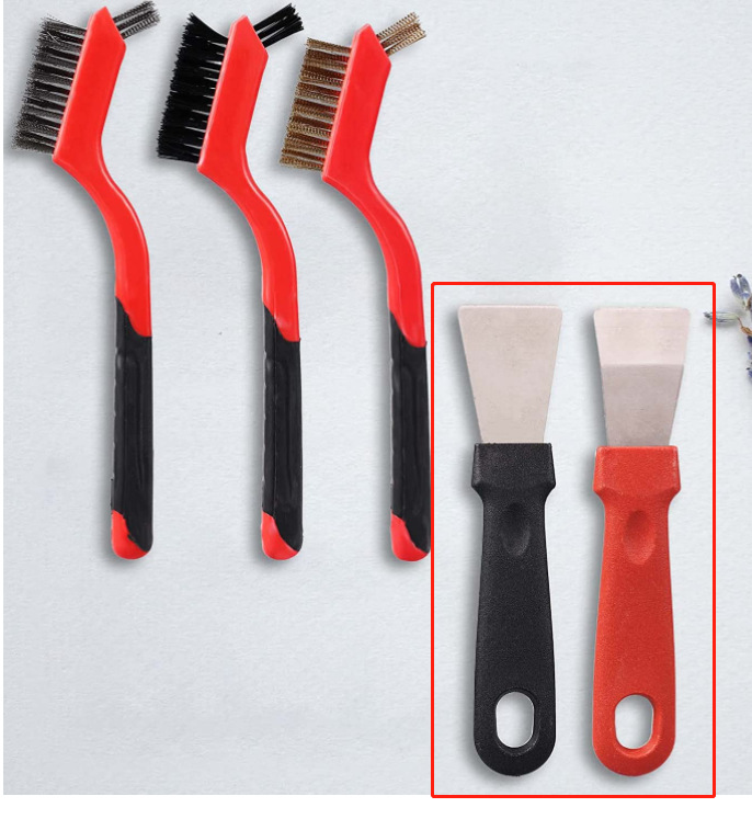 Nueve caballos 3PC traje de doble cabeza cepillo de alambre de acero inoxidable cepillo de alambre de cobre cepillo de limpieza Wenwan cepillo de eliminación de óxido