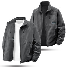 新品开衫冬加绒加厚立领工装夹克男大码两双面穿冬季男士外套跨境