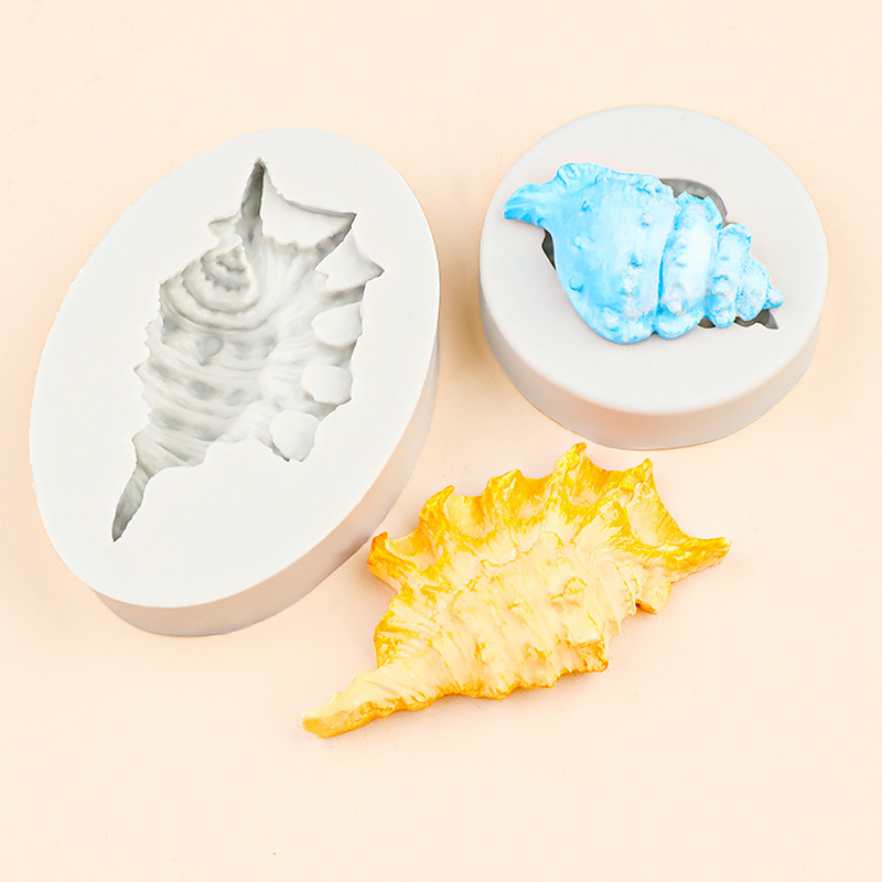 Ocean Conch Series Molde de silicona Chocolate Funda de chocolate Decoración de pastel de goteo Molde de herramienta de decoración de yeso