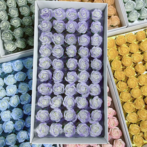 Small floral glass soap for St. Valentine's Day contains rose