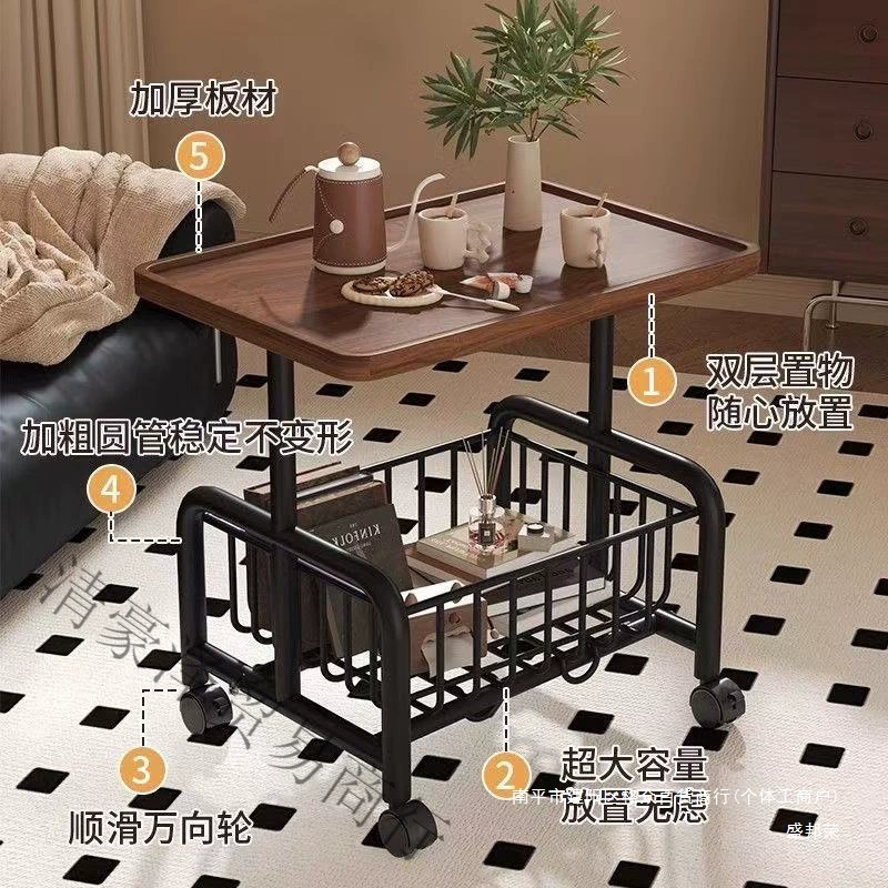 Креативный журнальный столик для гостиной, диван, тележка для хранения, мобильный чайный столик на колесиках, стеллаж для хранения дома, спальни, маленький столик A49