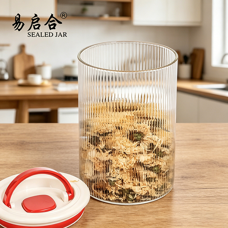 Fábrica directa de suministro de alta borosilicona tanque de vidrio sellado tanque de almacenamiento de frutas secas tangerinas al por mayor de alta borosilicona tanque de vidrio