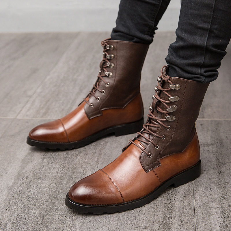 Cross-border large-size high-top leather...