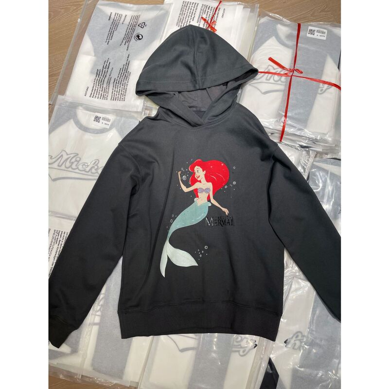 25Ss Nanyou Haute Couture/Buyer Store Niche Mo's Little Mermaid Offset Printed Pattern Hooded Cotton Sweatshirt