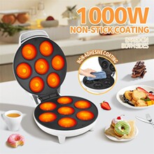 跨境 家用Mini Donut Maker七孔迷你甜甜圈机不沾涂层儿童早餐机