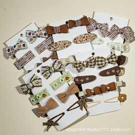 跨境女孩发夹女童夹子不伤头发女宝宝头饰女孩可爱复古发式套装