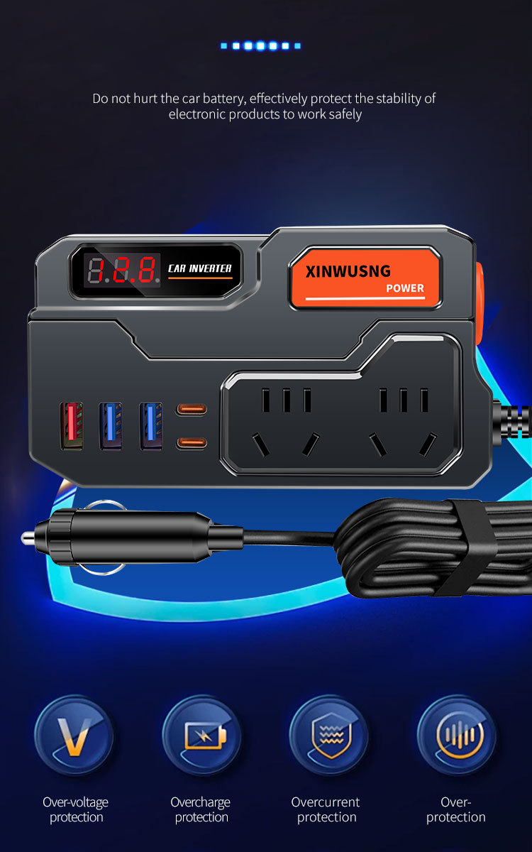 Cross-border car inverter 12V24V to 220V truck power converter multifunctional car socket charger