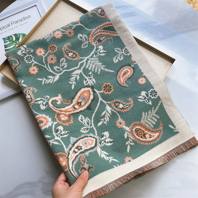 Sciarpa versatile autunno e inverno lunga fascia collo in imitazione cashmere anacardi fiore scialle Sciarpa da donna_voghion.com